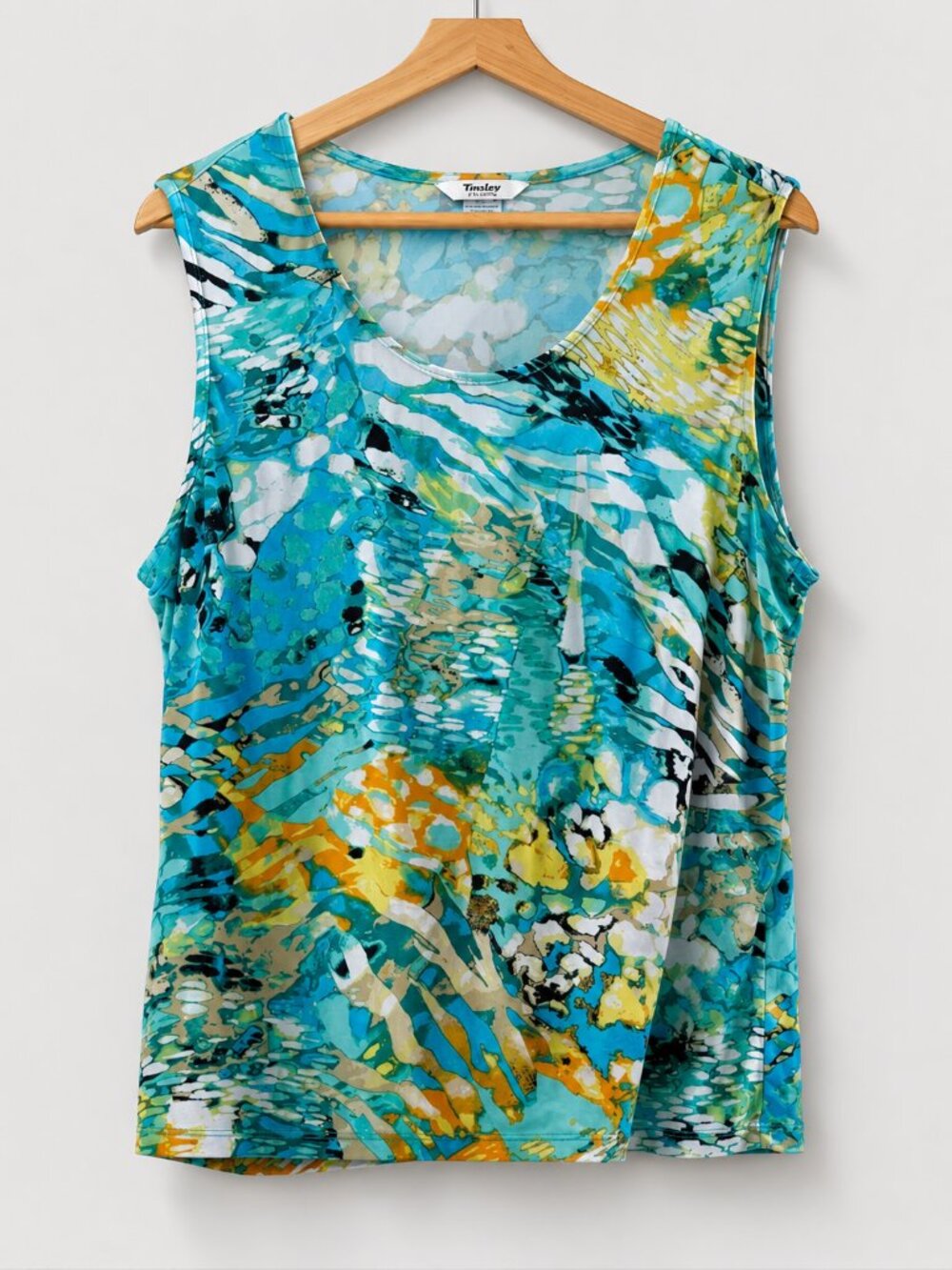 Sleeveless Printed Tank Top - Teal Multicolour Woman’s XL